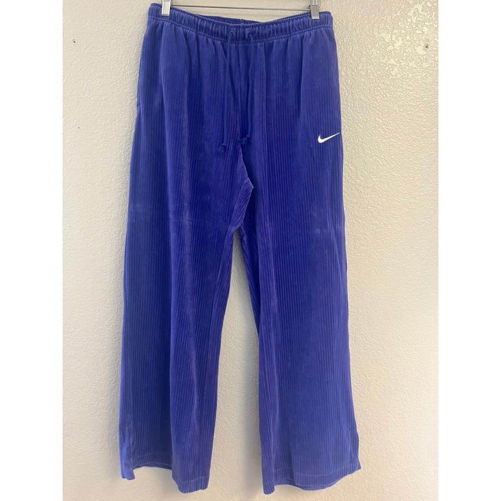 Nike Sportswear Womens Corduroy Wide Leg Pants Deep Purple/Blue Swoosh Medium
